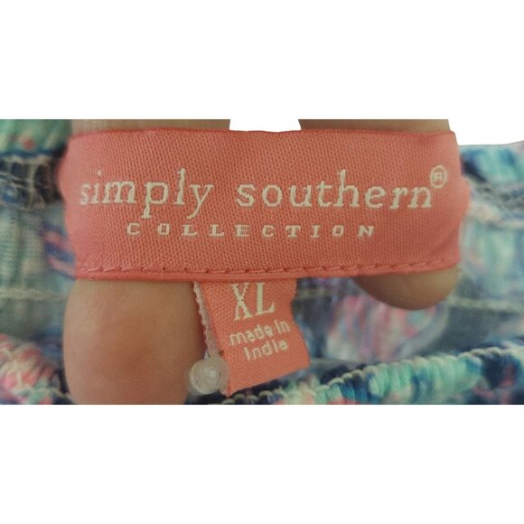 NWT Simply Southern Navy/Pink Shirred Skirt Starfish & Shell Print~Above Knee XL - Picture 3 of 10